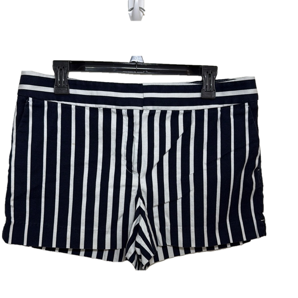 LOFT Blue and White High Waist Striped The Riviera Shorts SKU0161